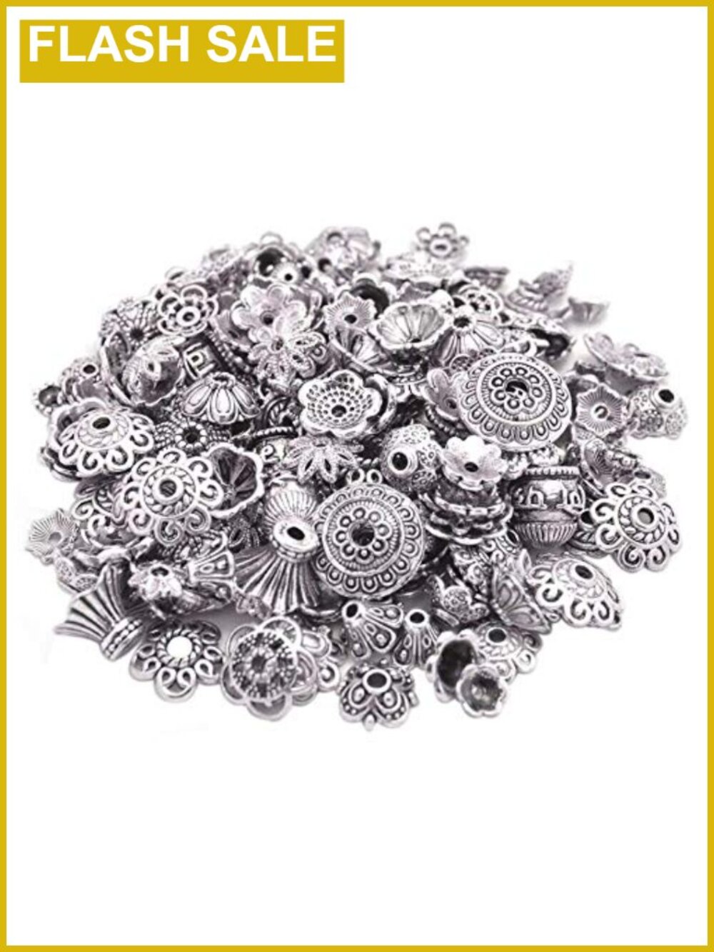 160-210pcs Bali Style Metal Bead Caps for Jewelry Making Tibetan Silver Mix,